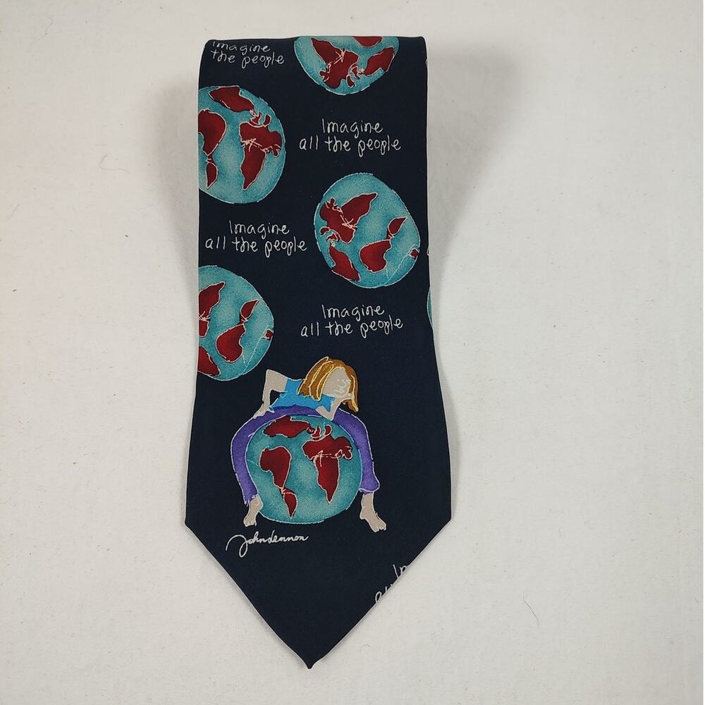 John Lenon Artwork "Imagine" All the People, 100% Silk Tie, Officially Licensed
